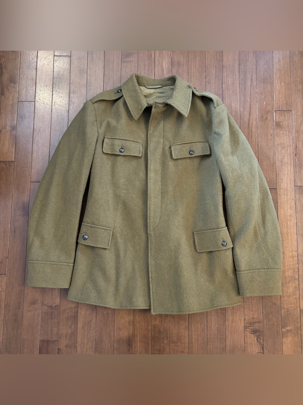 Vintage Romanian Army Military Heavy Wool Small Jacket Field Combat Olive 80’s